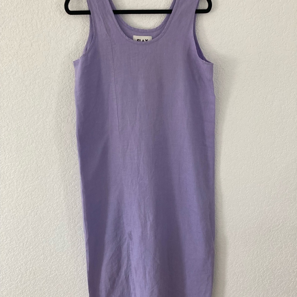 Flax 100% Linen Lavender Maxi Dress